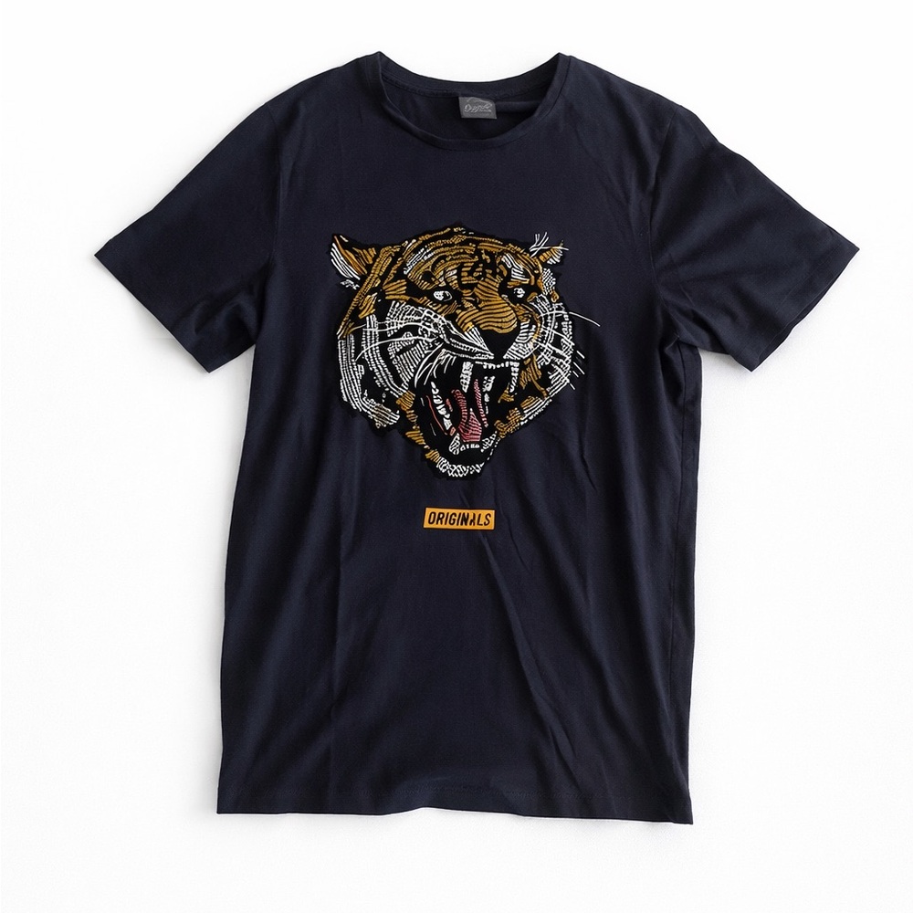 Jack & Jones Originals Tiger Graphic Tee Navy Crew Neck Men’n Streetwear